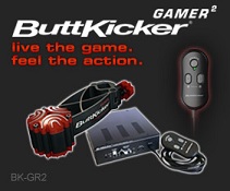 The ButtKicker Gamer2 package features a chair-mounted (single post type) tactile transducer that lets you really live the game